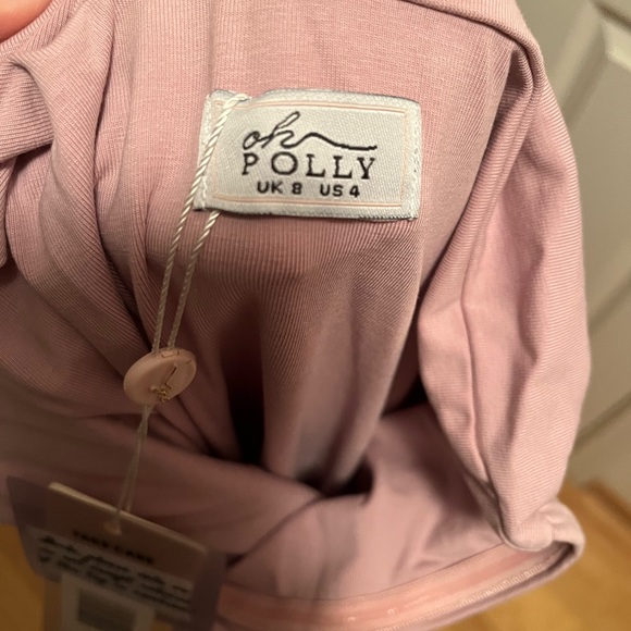 Oh Polly | One & Only Shoulder Asymmetrical Bodycon Mini Dress in Mauve - Picture 4 of 4